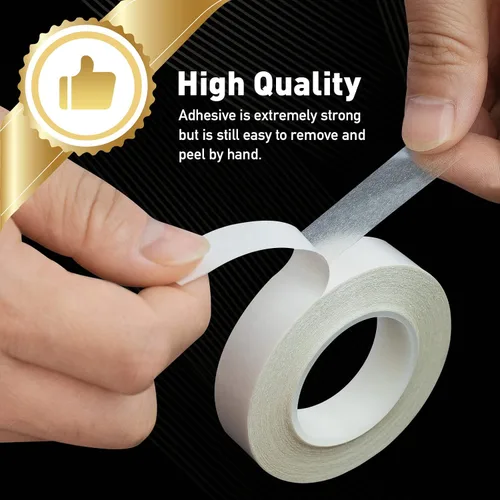 Vista 3 de 3 rollos de cinta fina de doble cara para manualidades, arte, álbumes de recortes, fotografía, respaldo de papel, desgarro a mano, 0.4 pulgadas por