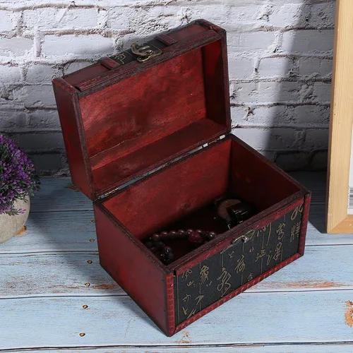 Vista 7 de ANGGREK Caja decorativa de recuerdo, caja organizadora de joyero, estuche portátil de madera de poliuretano para joyería