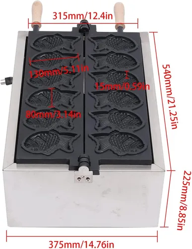 Vista 2 de Taiyaki - Máquina para hacer gofres de pescado, 3000 W, eléctrica antiadherente en forma de pescado, máquina eléctrica de gofres para perros