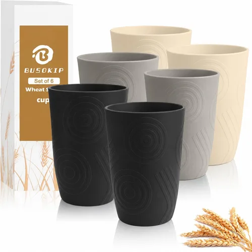 Vista 18 de Vasos de paja de trigo de 16 onzas, vasos de plástico