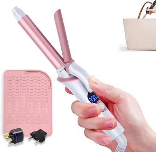 Vista 15 de Ukliss Mini rizador de 1/2 pulgada, rizador de barril pequeño de viaje para cabello corto y flequillo, calor rápido de 30 segundos, 5 ajustes