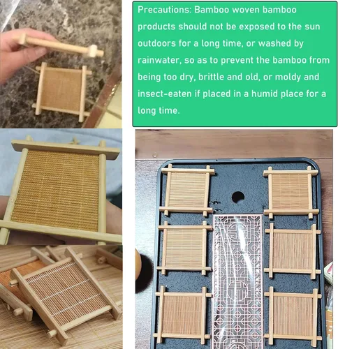 Vista 5 de Juego de té Gongfu, 6 posavasos de bambú para tazas de té de vidrio, posavasos de madera para tazas de té de vidrio pequeñas, tazas de té