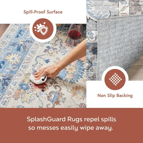 Vista 3 de nuLOOM Alfombra protectora contra salpicaduras de 4 x 6 pies, lavable a máquina, con superficie impermeable a prueba de derrames, parte trasera