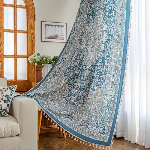 Vista 23 de Cortinas estampadas para sala de estar, artesanías populares, 54 pulgadas de largo, estilo indio, hippie, bohemio, con bolsillo para cortinero B2