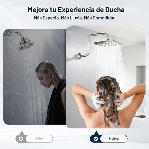 Vista 4 de BRIGHT SHOWERS Brazo de extensión de cabezal de ducha de 33 cm con brida en forma de "S" elevador de alto alcance, brazo largo de tubo de ducha