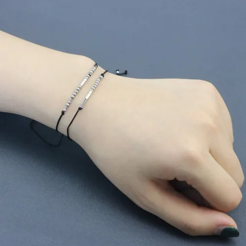 Vista 2 de Pulseras Código Morse para mujer de JoycuFF, regalos divertidos únicos para niñas, joyería hecha a mano, de seda