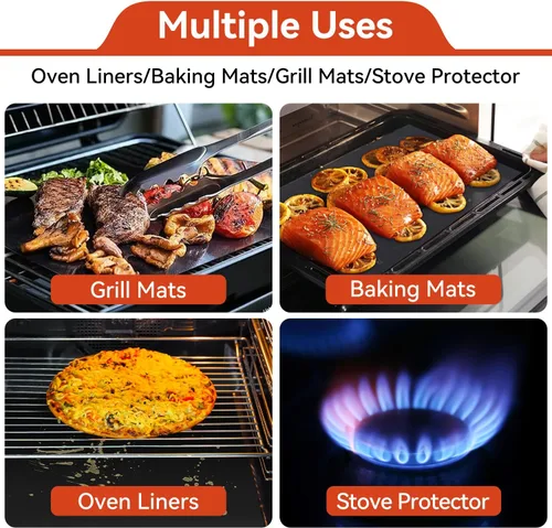 Vista 2 de Forro para el fondo del horno, fundas para freidoras de aire cortadas a medida, protector para estufas y esteras para parrillas, lámina de teflón