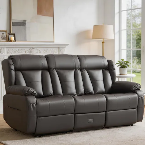 Vista 10 de Sofá biplaza reclinable manual de 59" reclinable doble para sala de estar
