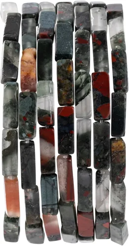 Vista 12 de Cuentas de tubo rectangular de jade africano natural, 0.157 x 0.512 in, 15.0 in/str sueltas semi piedras preciosas para hacer pulseras, collares