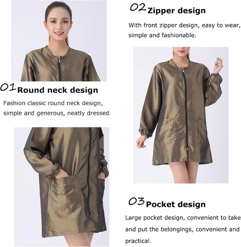 Vista 5 de Chaqueta unisex profesional para estilista, uniforme de cosmetología, cremallera, capa de peluquería, ropa de trabajo, peluquería, belleza, spa