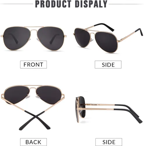 Vista 6 de GIFIORE Oversized Polarized Aviator Sunglasses for Women Men,Classic Big Black Gold Metal Frame Pilot Shades