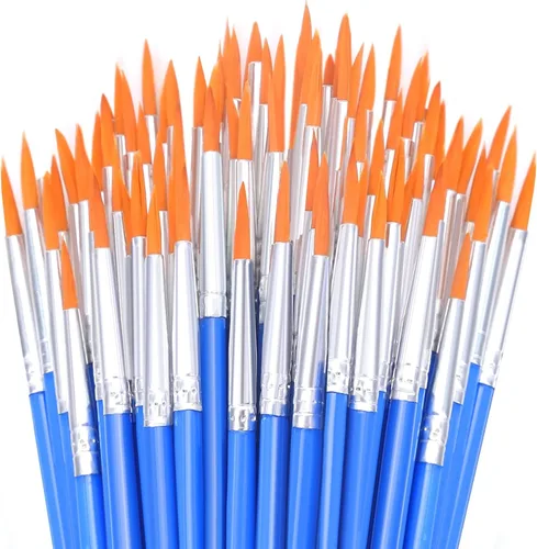 Vista 7 de 50 piezas de pinceles planos para retoques, Anezus pequeños pinceles de pintura para aulas, pinceles de manualidades para pintura acrílica