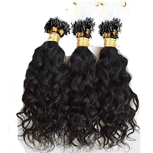 Vista 2 de Extensiones de cabello humano virgen malasio con micro bucle de onda suelta corta, micro enlace, extensiones de cabello humano natural real