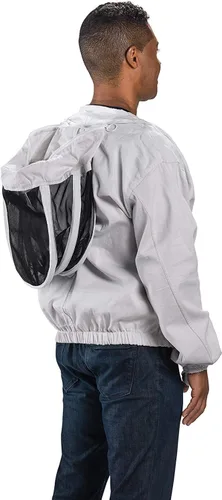 Vista 4 de Bees & Co K74 Chaqueta de apicultor de algodón natural con velo de esgrima