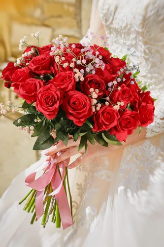 Vista 4 de Pack de 10 rosas artificiales Luyue, para decoración en fiestas, bodas, etc