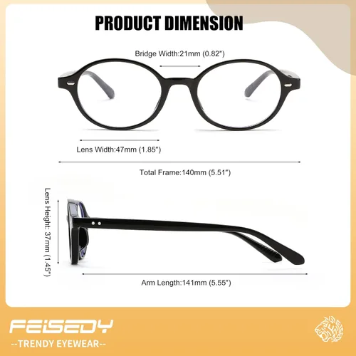 Vista 6 de FEISEDY Gafas de luz azul ovaladas vintage para mujeres y hombres, elegantes y ligeras de los años 90, anteojos falsos Nerd Y2k marco B0242