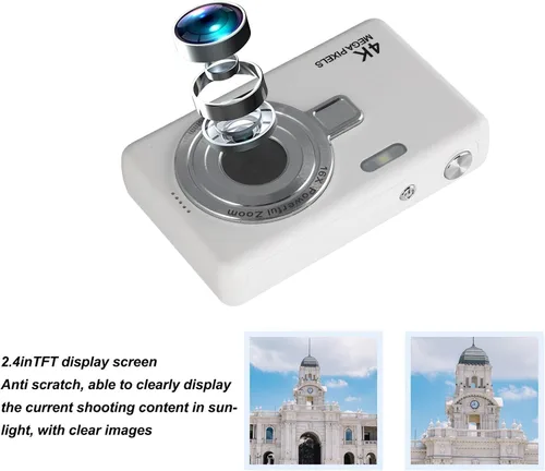 Vista 5 de Cámara digital para fotografía, 1080P, compatible con 64 GB expandible, cámara compacta para apuntar y disparar, zoom 16X, anti vibración, cámaras