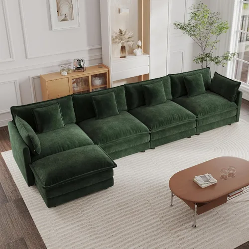 Vista 11 de mikibama - Sofá seccional modular, sofá en forma de L de 76.4 pulgadas para sala de estar, sofá cama cómodo tipo nube con otomano móvil, combinación