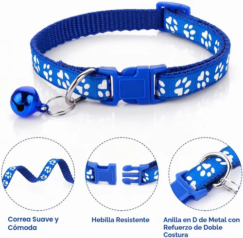 Vista 2 de Molain Collar ajustable para gatos y perros con correa, cuerda de entrenamiento duradera de liberación rápida, collar de hebilla para cachorros