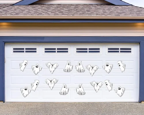 Vista 6 de AnyDesign Calcomanías magnéticas para decoración de garaje de Halloween, fantasma blanco, calcomanías para puerta de garaje, calcomanías