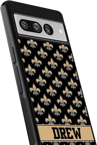 Vista 2 de French Fleur De Lis - Funda de goma negra con monograma de oro negro compatible con Google Pixel 10, 10 Pro, 10 Pro XL, 9a, 9 Pro, Pixel 9, Pixel 9