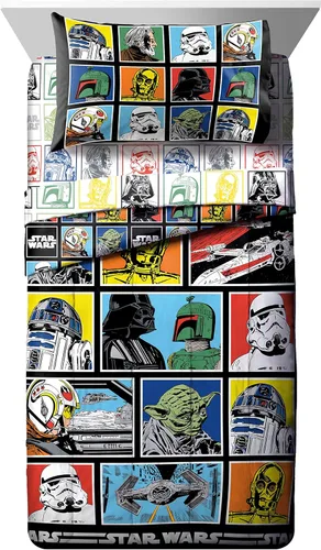 Vista 6 de Star Wars Twin Comforter Set 4 Piece Soft Bedding for Boys, Multi Multi - Star Wars
