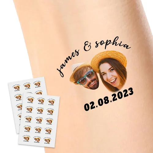 Vista 11 de Calcomanías de tatuajes temporales personalizadas, personaliza el tatuaje con nombre y foto de tu amor para fiestas de cumpleaños, Halloween