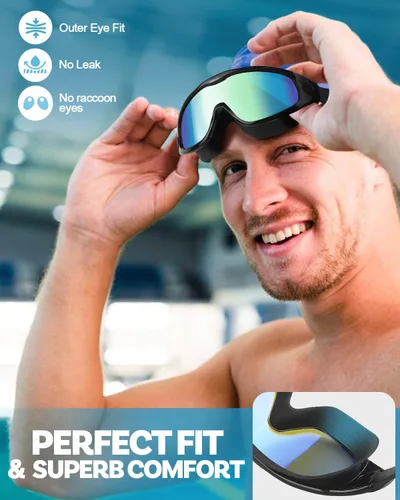 Vista 4 de Polarized Swim Goggles, Anti UV & Fog Swimming Goggles for Adult, Unisex No Leaking Swimming Goggle for Men Women Youth