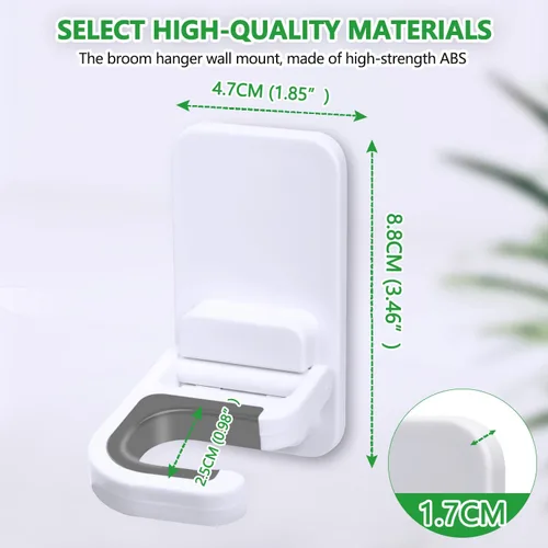 Vista 2 de Paquete de 3 soportes para escobas y trapeadores, soporte de pared, sin taladro, agarrador de escoba, mango de trapeador, organizador de limpieza