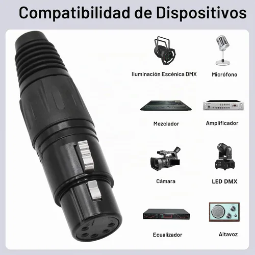 Vista 4 de Conector de cable XLR de 5 pines XLR de 5 pines macho y hembra, conector de micrófono, adaptador de audio, negro, 2 pares (M+F)