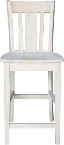 Vista 5 de Taburete de comedor de madera maciza San Remo - Altura del asiento de 24 pulgadas, sin terminar