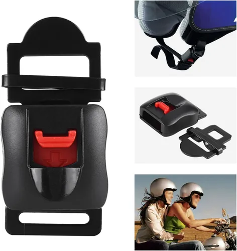 Vista 4 de 5 unids motocicleta cascos velocidad clip barbilla correa liberación rápida desconexión hebilla plástico metal motocicleta casco hebilla negro rojo