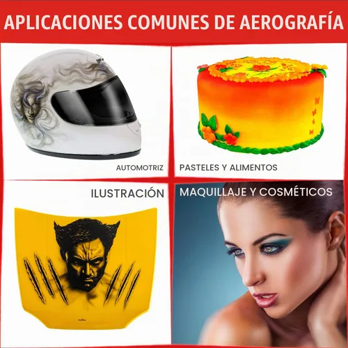 Vista 5 de Paquete de 6 aerógrafos multiusos de precisión de doble acción para alimentación por gravedad