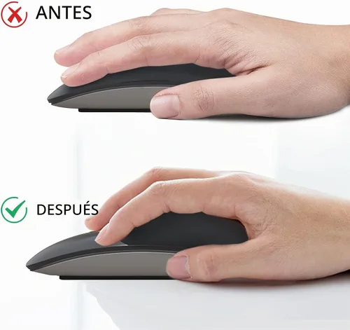 Vista 2 de Cojín de silicona para mouse mágico de Apple, alfombrilla ergonómica, agarre de superficie multitáctil, sin pegamento para reposamanos (negro)