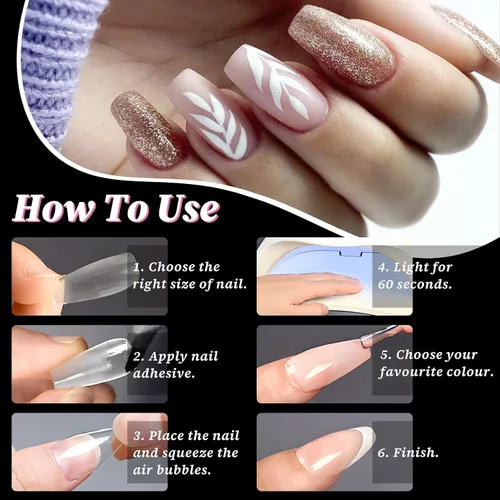 Vista 7 de 420 puntas de uñas cuadradas medianas, uñas postizas medianas