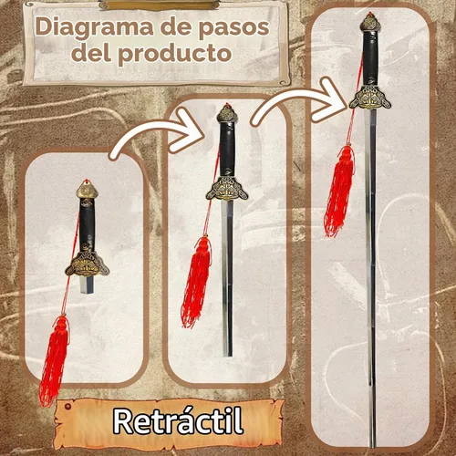 Vista 3 de Espada telescópica retráctil de polímero simple, espada china de Kung Fu Taichi, espada mágica de práctica y actuación, espada para cosplay