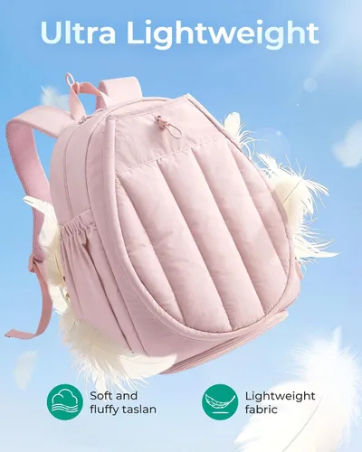 Vista 5 de BAGSMART Bolsa de gimnasio de tenis para mujer, mochila acolchada para Beige