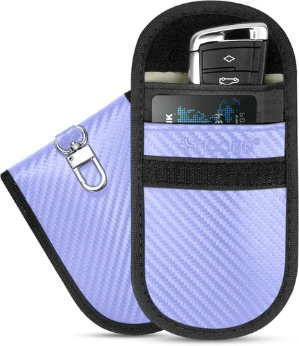 Vista 33 de TICONN 2PK Faraday - Bolsa para llavero de coche, bolsa de bloqueo RFID NFC Beige