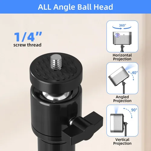 Vista 4 de suptek Soporte para proyector giratorio de 360°, altura ajustable de 36.6-48.8 pulgadas, soporte de montaje para mini proyector, compatible