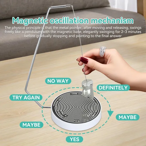 Vista 3 de Péndulo oscilante magnético, divertido decisor de dedo de escritorio magnético decisor péndulo oscilante dinámico con base circular
