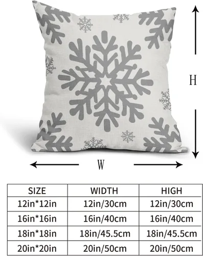 Vista 124 de Fundas de almohada decorativas de Navidad negras 40x40 cm con copos de nieve blancos de Navidad, juego de 2, temática rústica de invierno