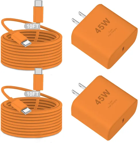Vista 8 de Cargador para iPhone 17 de carga rápida, paquete de 2 adaptadores de alimentación USB C de 45 W y cable USB C a C de 10 pies tipo C para iPhone 17