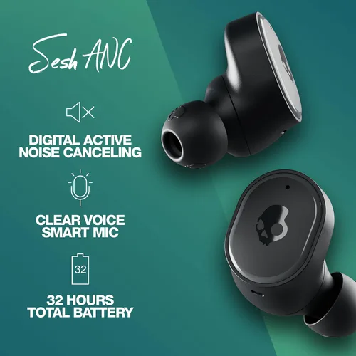 Vista 3 de Skullcandy Sesh ANC - Auriculares inalámbricos Bluetooth, con cancelación de ruido, hasta 46 horas de batería con estuche de carga, resistentes al