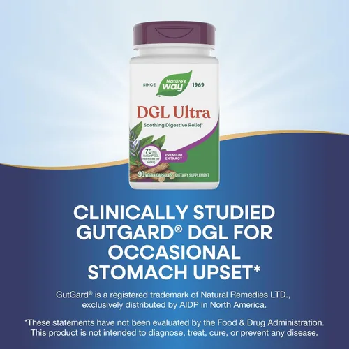 Vista 4 de Nature's Way DGL Ultra Premium Extract - Suplemento DGL - 75 mg por porción - Alivio digestivo calmante* - Vegano, sin gluten y sin lácteos - 90
