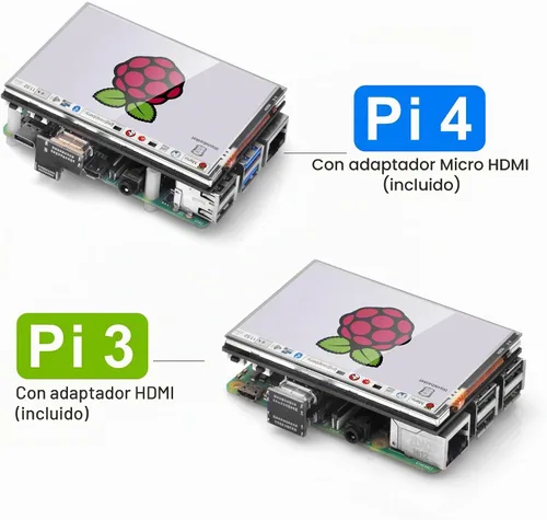 Vista 2 de OSOYOO 3.5 "HDMI LCD pantalla táctil para Raspberry Pi 5 4 3 2 con lápiz óptico
