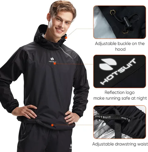 Vista 8 de HOTSUIT Traje de sauna para hombre, chaqueta de sauna, pantalón, gimnasio, entrenamiento, trajes de sudor