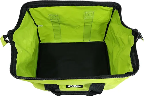 Vista 2 de Ryobi Green, bolsa de contratista OEM original, plegable, boca ancha, con zipper individual completo hasta la parte superior y costuras en X cruzadas