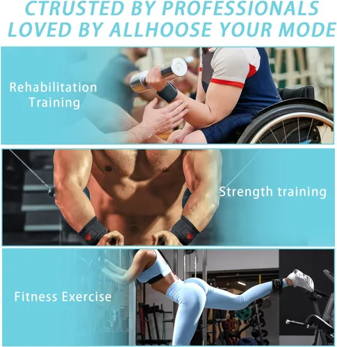 Vista 6 de Correas ajustables para muñeca y tobillo con anillo triangular para levantamiento de pesas, tríceps, pilates, máquinas de cable y rehabilitación