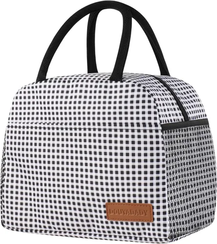 Vista 39 de douyadady Bolsa de almuerzo para mujeres/hombres, fiambrera mujeres/hombres (azul bebé+rayas blancas) Espacioso, ligero, impermeable, resistente