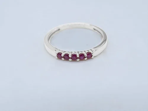 Vista 31 de Dazzlingrock Collection Anillo de boda redondo de 5 piedras preciosas o diamantes para mujer en oro macizo de 10 K/14 K/18 K